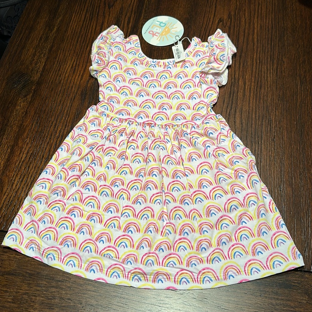 NWT Little Sleepies Pastel Rainbow Flutter Sleeve Twirl Dress - 2T
